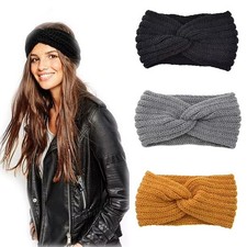 Winter Warm Ear Warmer Knit Thermal Braid Headband Stretch Ear Cover For Women