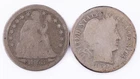 Type Coins 1853 Seated Dime Arrows 1893-S Barber Dime Lot of 2