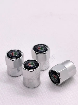 4X Capuchons Bouchons de Valve de Pneu Argent Alfa Romeo - Photo 1/3