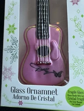 NEW 2025 Dolly Parton Pink Guitar Glass Ruz Christmas Ornament