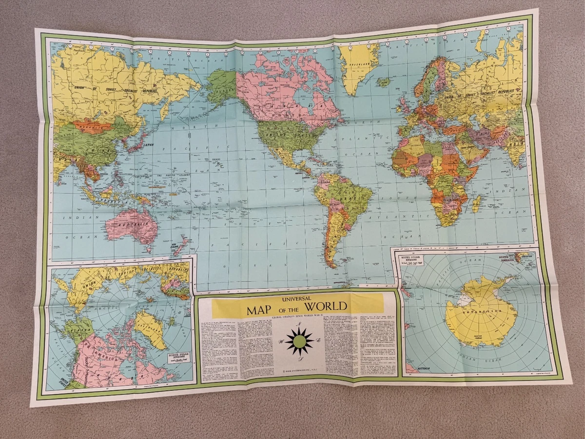 Vintage Original Antique World Maps & Atlases 1950-1959 Date Range