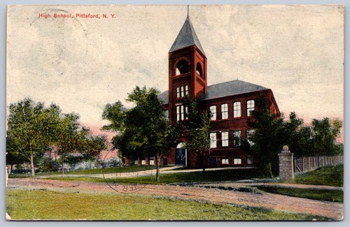 K32/ Pittsford New York Postcard c1910 Monroe Co High School Building 218