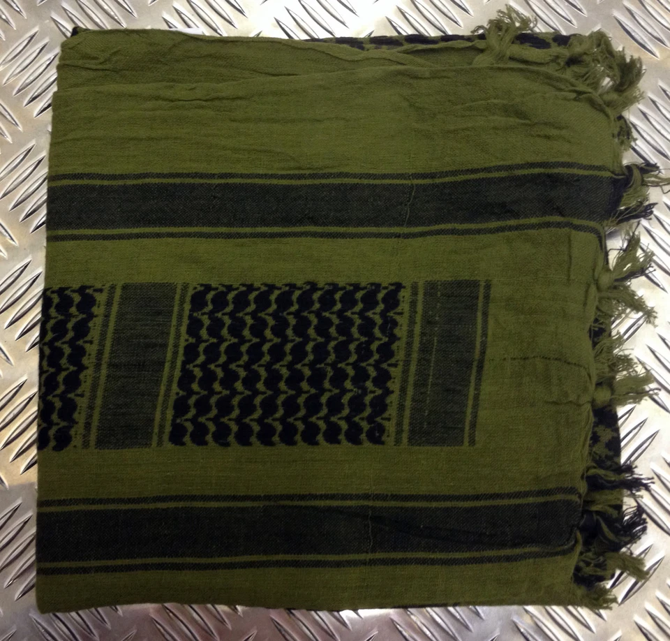 100% 棉 Shemagh / 阿拉伯围巾 / Pashmina / 包裹 / 沙龙。 绿色和黑色 - 全新 — 第 2/4 张图片