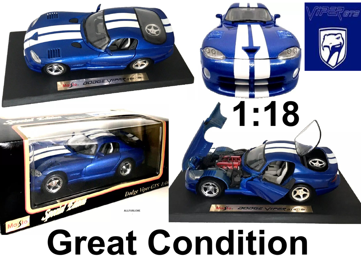 1996 Blue Dodge Viper GTS Sports Muscle Car 1:18 Maisto Diecast