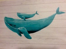 Mother And Baby Whale Canvas Wall Hanging 16  X 24  New