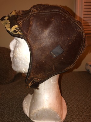WWII Leather Aviator Helmet Hat Skull 