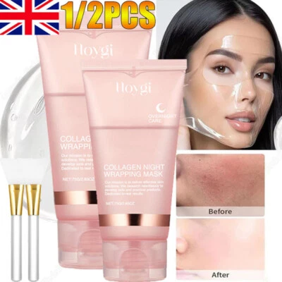 HOYGI 1-2PACK Collagen Overnight Wrapping Peel Off Facial Mask Renewal Night Skin Care