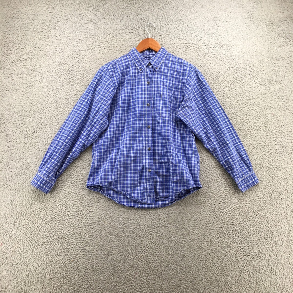 Roper Button Down Shirt Womens M Blue Plaid Long Sleeve Pocket