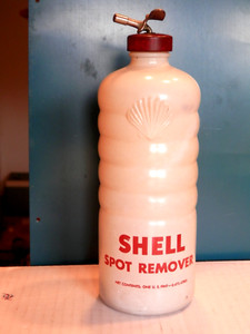 VINTAGE Glass SHELL Spot Remover Bottle~WITH  HARD TO FIND SHELL SPRAYER NOZZLE!