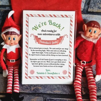 BEA GARDEN UK Personalised elf shelf letter I’m back Christmas fun children mischievous xmas
