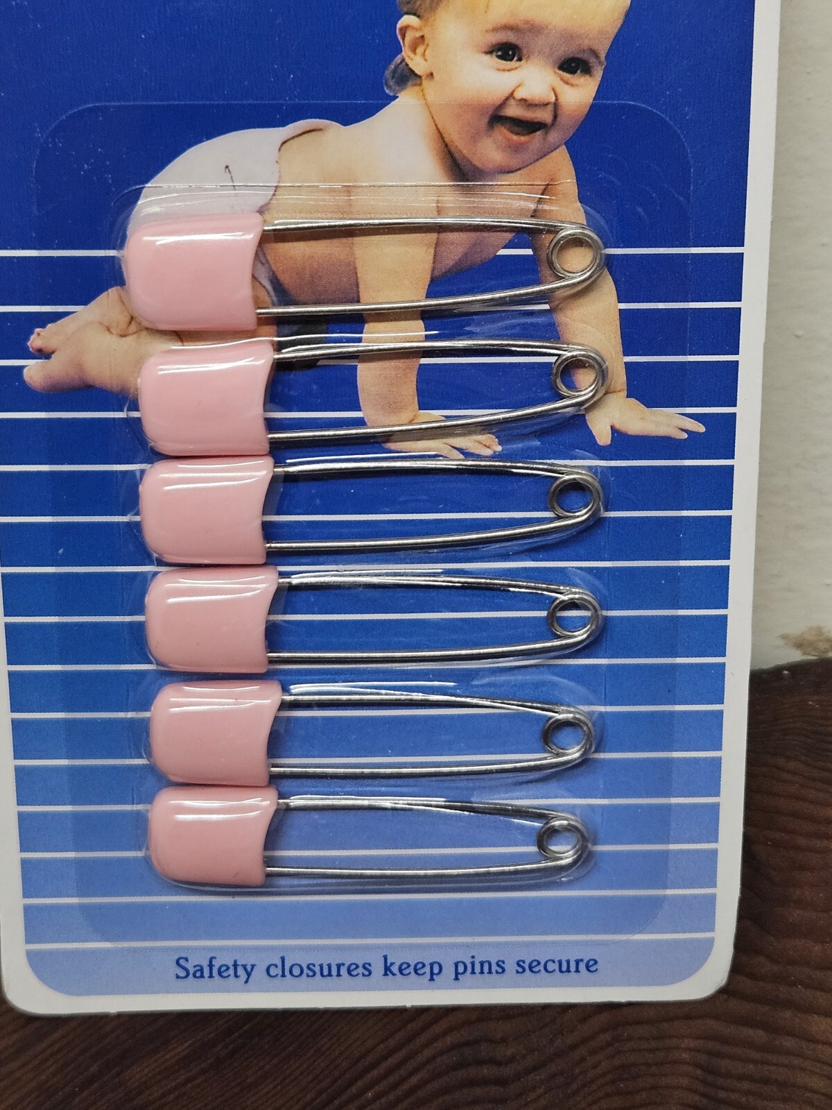 Baby King Diaper Pins Safety Lock  Pin Stainless  6-pk Pink