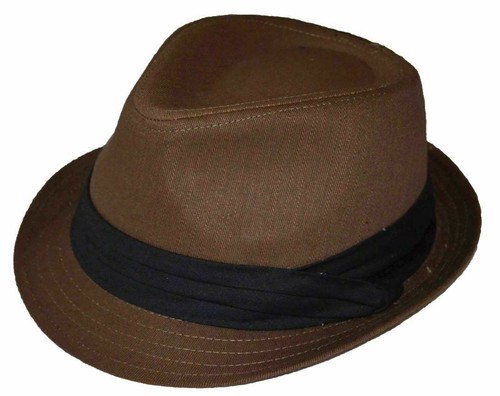 Brown Cotton Fedora Black Band | eBay