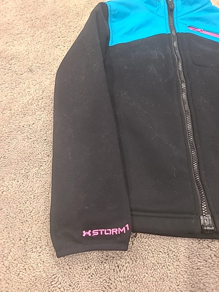 Chaqueta polar Under Armor Storm1 completa Zio negra/verde azulado talla pequeña para niños y niñas Foto 3 de 4