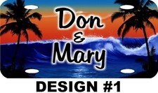 Personalized Custom Tropical Ocean Sunset Palm Tree License Plate 8 Designs NEW