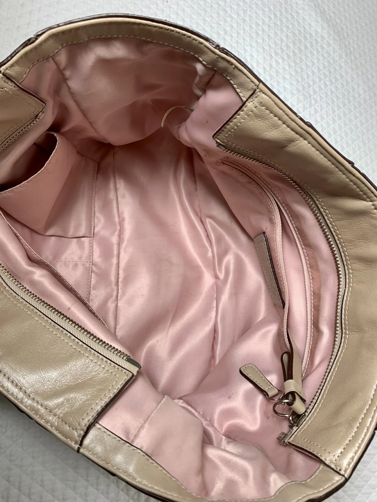 Borsa a tracolla Coach in pelle beige borsa a mano