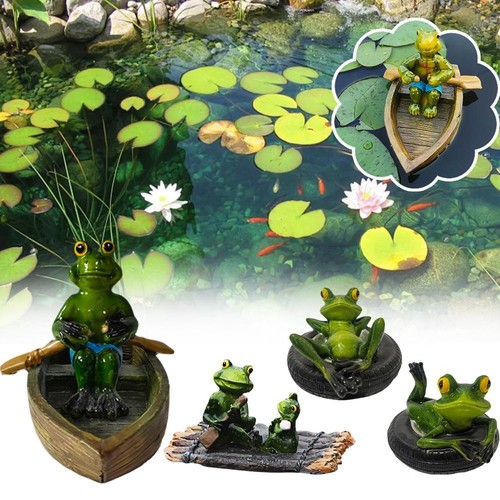 Adorable Floating Frog Resin Statues for Ponds - Cute Pond Decor ■& H6C9 X8U6 - Picture 3 of 16