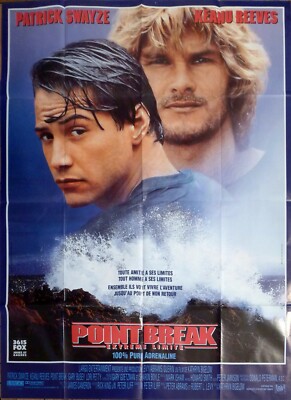 POINT BREAK - REEVES / SWAYZE / SPORT / SURF - ORIGINAL LARGE MOVIE POSTER