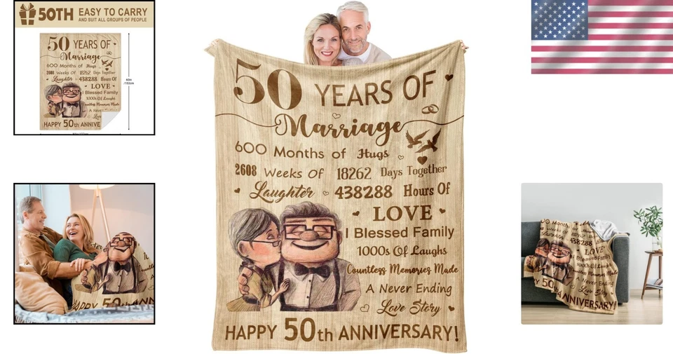 Manta Heartfelt 50 aniversario - Regalo perfecto para seres queridos 60"x50" Foto 2 de 4