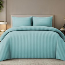 Satin Stripe King Size Duvet Cover Sets Premium Hotel Quality Duvet Cover Bed...
