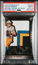 2020 PANINI BLACK SIZEABLE SIGNATURES RC JSY JUSTIN HERBERT 5/12 PSA 9 AUTO 10