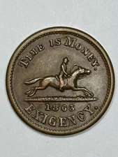1863 Civil War Token | Hussey’s Store | Exigency - Time Is Money | 630-AK-1a