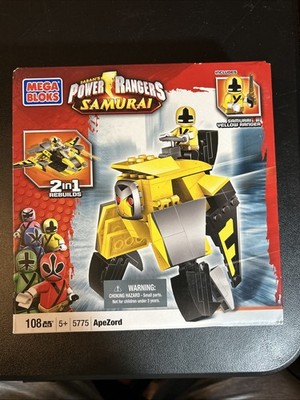 Sealed Mega Bloks 5775 Power Rangers Super Samurai Yellow 2in1 ApeZord 108Pc Set