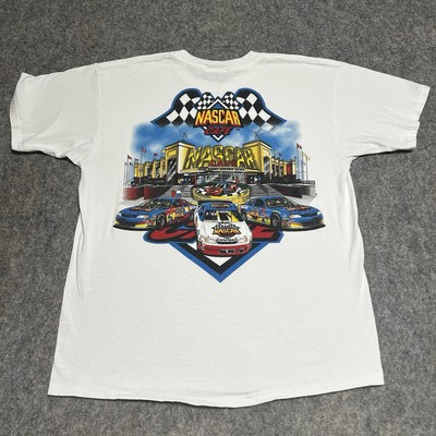 VINTAGE NASCAR Cafe Graphic T Shirt Me XL White Myrtle Beach Racing Car USA 90s