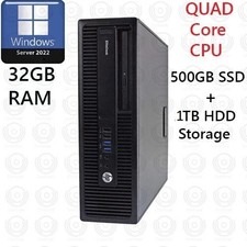 HP Desktop Quad Core i7 500GB SSD + 1TB HDD 32GB RAM Window Server 2022