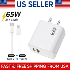65W Fast Charger Plug 3ft Cable For Samsung Galaxy S20 S22 S23 S24 plus NOTE