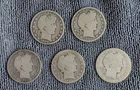 Lot of 5 circulated Barber Half Dollars - 1900, 1902, 1905s, 1906d, 1911