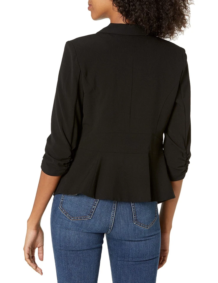 Blazer informal de negocios de un botón A. Byer para mujer, negro, pequeño EE. UU. Foto 2 de 2