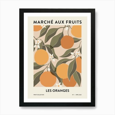 Obstmarkt - Orangen Kunstdruck gerahmt Wandbild Poster Leinwanddruck Bild