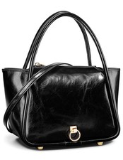 Genuine Leather Crossbody Bag, Small Casual Top Handle Shoulder Handbag for L...