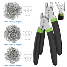 Straight Hog Ring Pliers 480Pcs 3/4 1/2 3/8 inch Rings Kit Upholstery Seat Cover