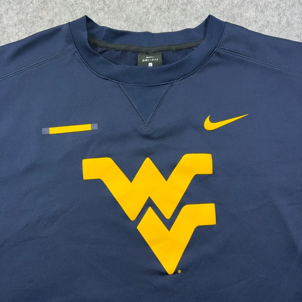 Nike Sweatshirt Mens Large Blue West Virginia Mountaineers WVU Dri-Fit L - Image 3 of 4