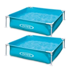 Intex Mini Frame Kids 4ft x 4ft x 12in Beginner Kiddie Swimming Pool (2 Pack)