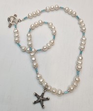 Lovely Freshwater Pearl Necklace with Sterling Silver Starfish Charm
