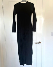 PrettyLittleThing Black Long Sleeve Round Neck Bodycon Maxi Dress Size M