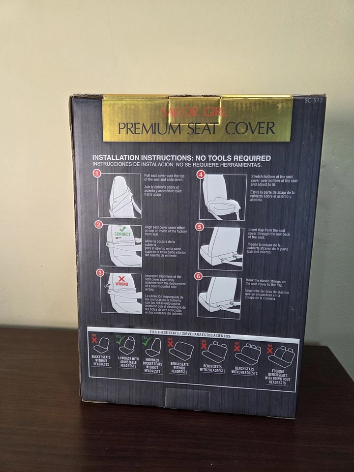 Par de fundas de asiento de coche camión arte tatuaje niña marinera ajuste universal Foto 4 de 4