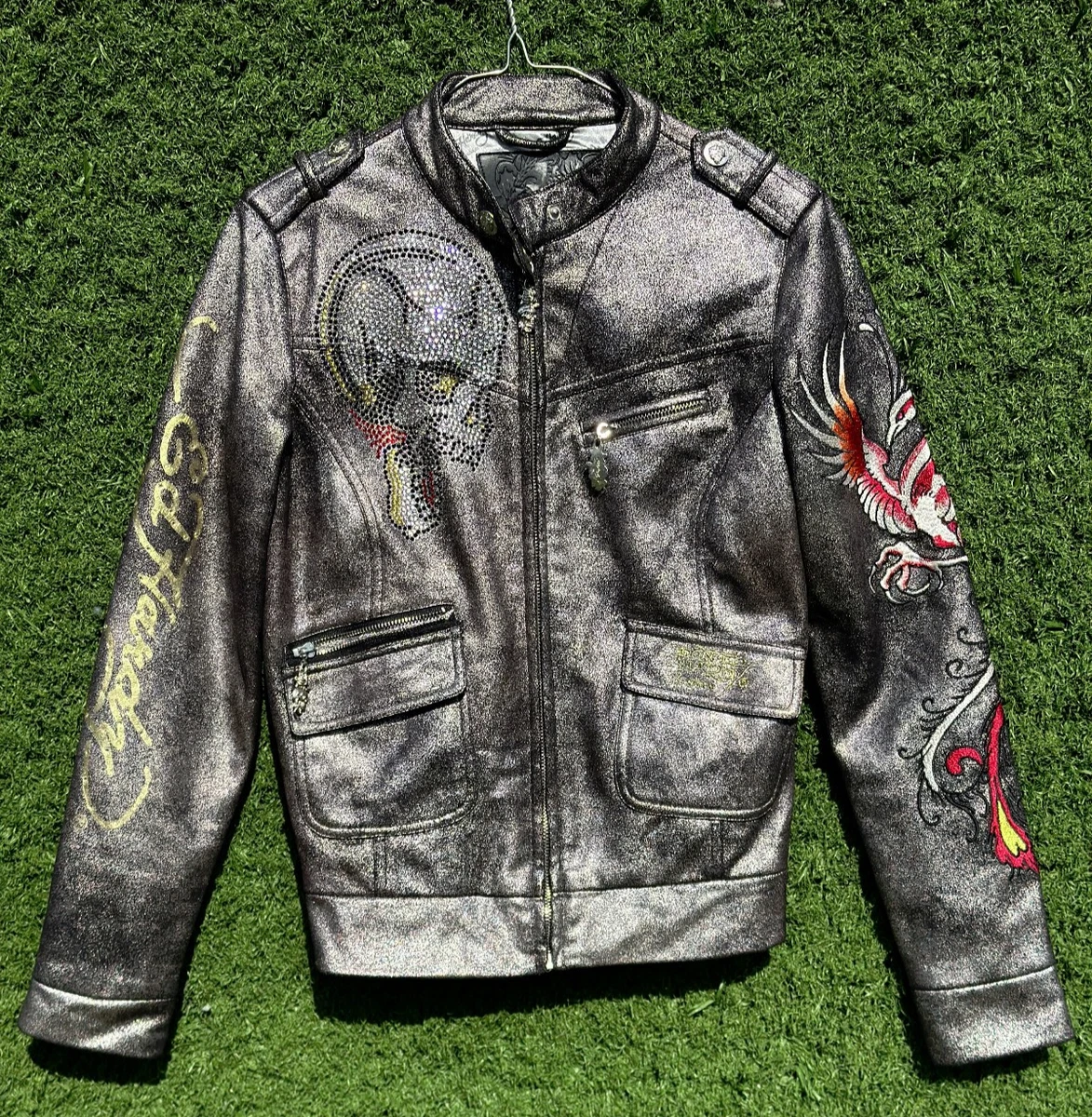 「激レア」Y2K Ed hardy レザージャケット Preços baixos em Ed Hardy Jaqueta de Couro | eBay