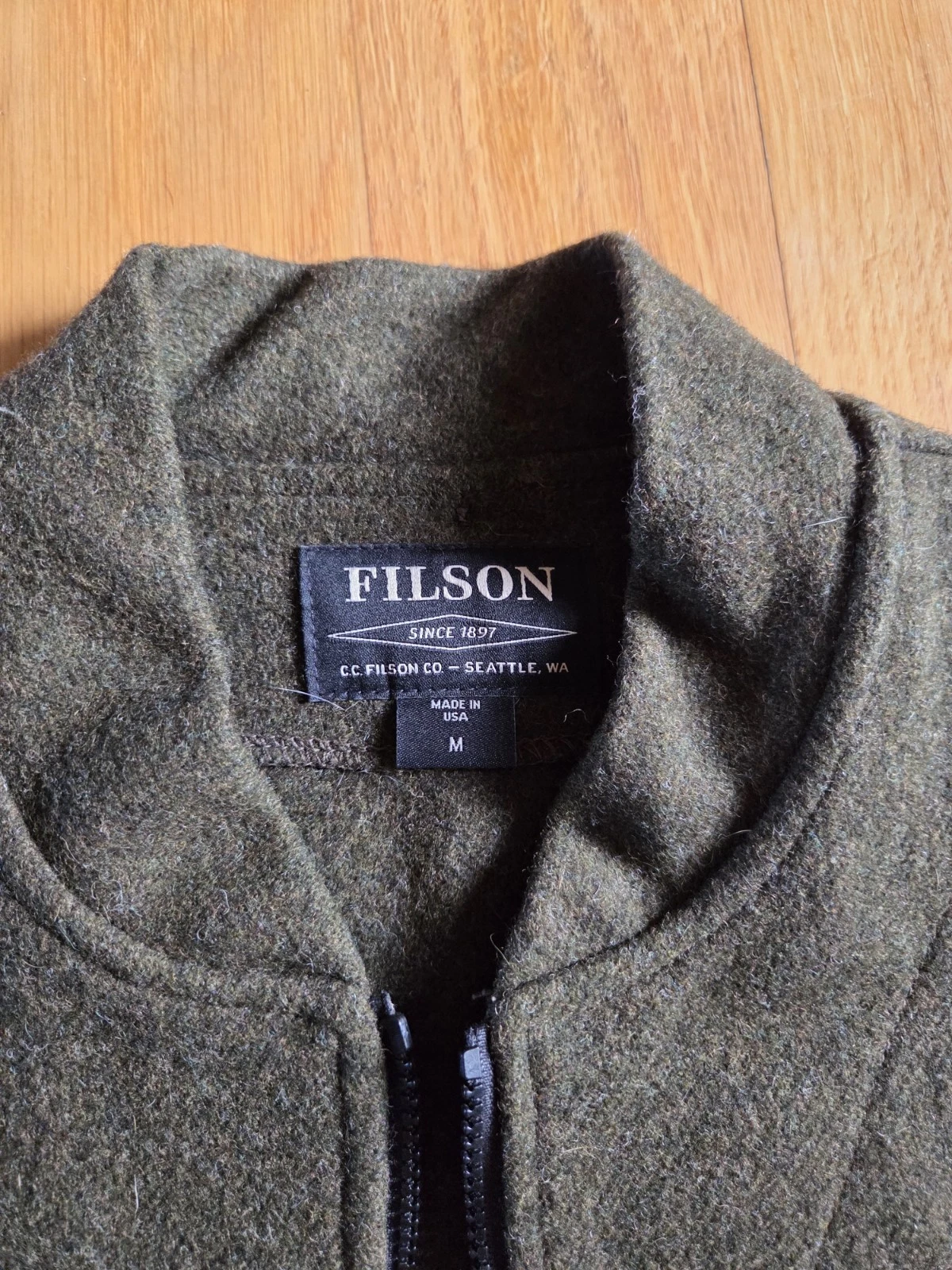 Filson Mackinaw Wool Vest Liner Med, Forest Green, USA - product detail image 2