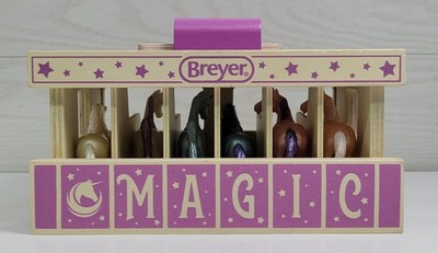 Breyer Magic Wooden Stable Playset W/Six Colorful Miniature Breyer Unicorns