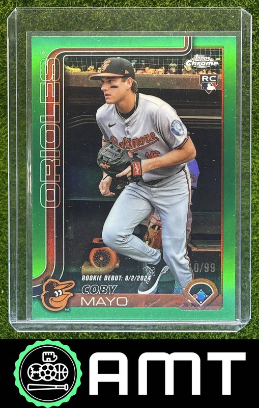 Coby Mayo RC 2025 Topps Chrome Update 10/99 Green Refractor Orioles