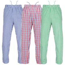 Ritzy Kids/Boys/Men Pajama Pants 100% Cotton Plaid Woven Poplin - 3 Pack