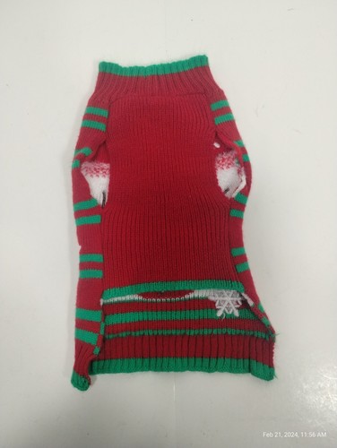 Christmas Themed Dog Sweater Snowman Red Green Medium - Picture 2 of 7