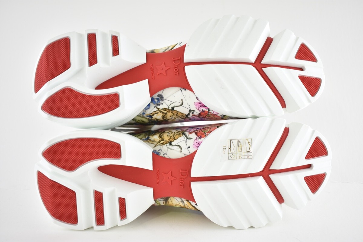 【お洒落な足元を演出★】Dior D-Connect スニーカー Dior D Connect Zodiac Printed White Multicolor Lace Up Flat