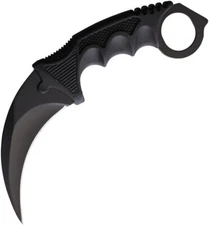 ElitEdge Fixed Black Knife 3.5" Stainless Steel Karambit Blade Black ABS Handle