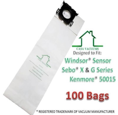 Casa Vacuums Windsor Sensor & Versamatic-Plus Vacuum Bags Also Sebo (100 Pack)
