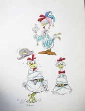 PHIL MENDEZ ATTRIBUTED TO PAINTING WACKY CHICKENS