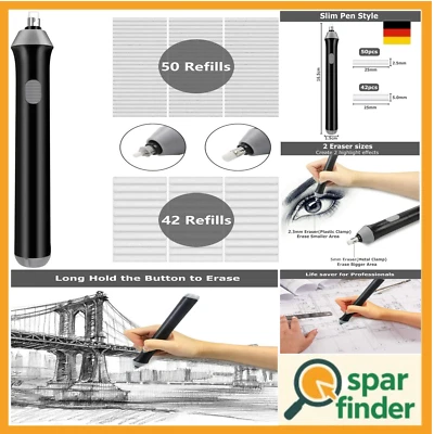 DETAILS IN DESCRIPTION Elektrischer Radiergummi mit 2 Größen für Bleistifte
